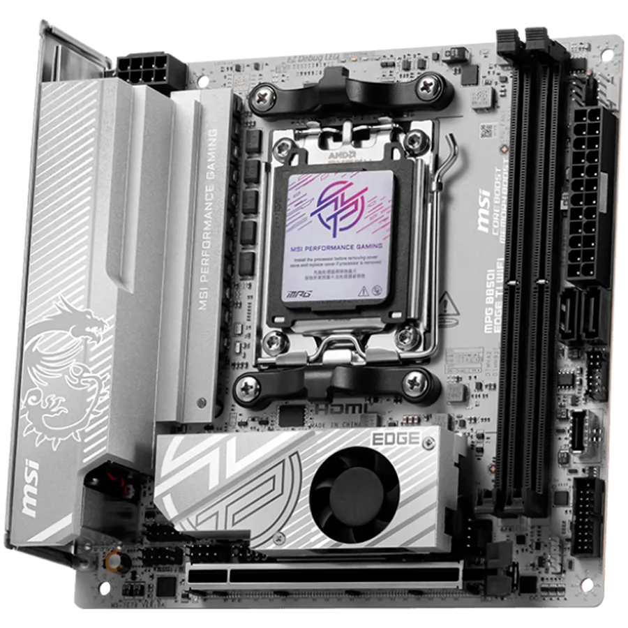 Дънна платка MSI MPG B850I EDGE TI WIFI, mITX, Socket AM5, Dual Channel DDR5 10000+MHz (OC), 1x PCIe x16 slot, 2x M.2 slot, 1x HDMI, 3x USB 3.2 Gen 2, 2x USB 3.2 Gen 1, 1x USB 3.2 Gen2x2 Type C, 7.1 HD Audio, 5Gbps LAN, WIFI, BT, 3Y - Image 2