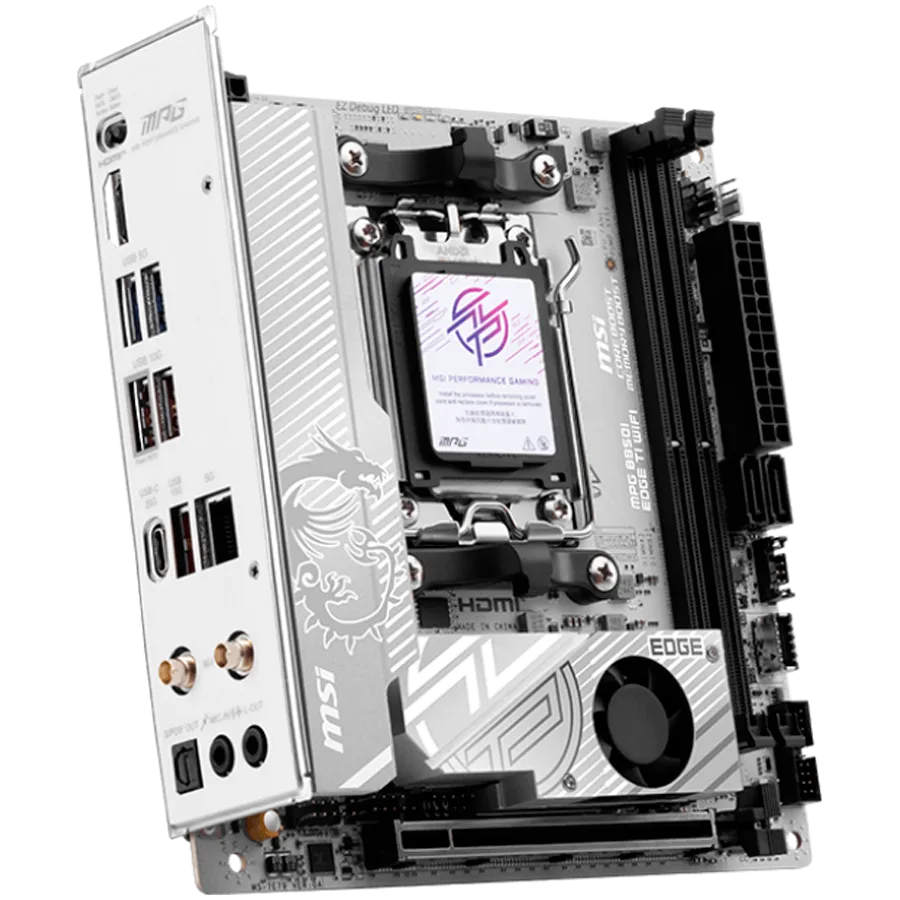 Дънна платка MSI MPG B850I EDGE TI WIFI, mITX, Socket AM5, Dual Channel DDR5 10000+MHz (OC), 1x PCIe x16 slot, 2x M.2 slot, 1x HDMI, 3x USB 3.2 Gen 2, 2x USB 3.2 Gen 1, 1x USB 3.2 Gen2x2 Type C, 7.1 HD Audio, 5Gbps LAN, WIFI, BT, 3Y - Image 3