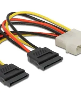 Кабел DeLock Power Molex 4 Pin мъжко към 2 x SATA 15 Pin 16 cm