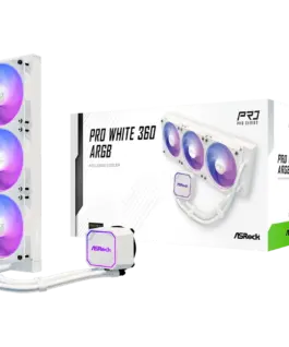 Охладител за процесор Охладител Asrock Pro White 360 ARGB AiO liquid cooler 360 mm radiator AM5 AM4 LGA1851 LGA1700 90-A