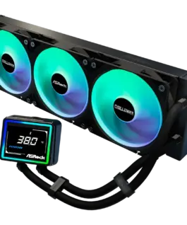 Alternative view of Охладител за процесор Охладител Asrock Challenger 360 Digital, AiO liquid cooler, ARGB, Digital display, 360 mm radiator, AM5, AM4, LGA1851, LGA1700, 90-ACLA36-BAAGA6, Black, 6Y