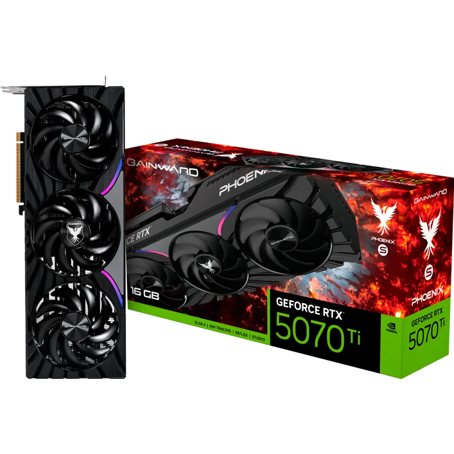 Видео карта Gainward GeForce RTX 5070Ti Phoenix-S 16GB GDDR7, 256 bit, 1x HDMI 2.1b, 3x DP 2.1a, 3 Fan, 1x 16pin pwr connector, 750W, 331.9 x 127.1 x 60 mm, NE7507T019T2-GB2031K - Image 2