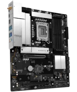 Alternative view of Дънна платка ASROCK MB Desktop B860 Rock Wi-fi 7, S.1851, 4x DDR5, 1x PCIe 5.0 x16, 1x PCIe 4.0 x4, 1x Blazing M.2, 2x Hyper M.2, 4x SATA3, 2x USB-C, 7x USB 3.2, 6x USB 2.0, 1x RJ-45 2.5GB Lan, 802.11be Wi-Fi 7 + Bluetooth 5.4, ATX