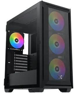 Alternative view of Кутия за компютър Xigmatek Master X II Pro (Black, ATX, U3x1 & U2x2, Front Meshed Grill & Left TG, 4PCS Z20A & ARGB PCB)