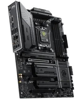 Alternative view of Дънна платка MSI MAG B850 TOMAHAWK MAX WIFI II, ATX, Socket AM5, 4x DDR5 Dual Channel DDR5 up to 8400(OC)MHz, 3x PCIe 3.0 x16 slot, 4x M.2 slot, 4x USB 2.0, 1x USB 5Gbps, 2x USB 10Gbps, 3x USB 10Gbps Type-C, HDMI, 7.1 HD Audio, 5G LAN, WiFI 7, BT, 3Y