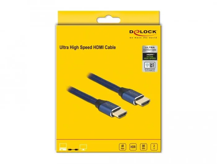 Кабел Delock Ultra High Speed, HDMI мъжко - HDMI мъжко, 48 Gbit/s, 8K 60 Hz, 2 м, Син - Image 3