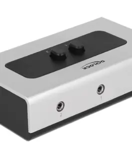 Превключвател Delock Ръчен 3 x 3.5 mm Jack Черен/Сив