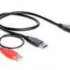 Кабел Delock Y-cable USB-A мъжко - USB 3.0 Micro-B мъжко (USB 3.0) USB-A(power) 5 GBit/s
