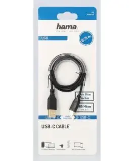 Кабел Hama Flexi-Slim USB-C - USB-A 2.0 мъжко