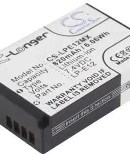 Alternative view of Батерия за камера CANON LPE12MX LiIon 7.4V 820mAh Cameron Sino