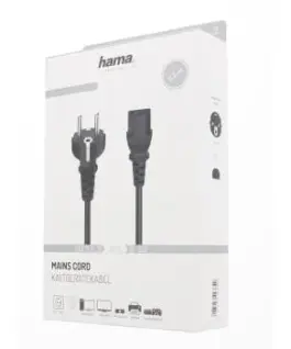 Alternative view of Универсален захранващ кабел HAMA, Шуко, 3pin(IEC C13 женско, 2.5 m, Черен