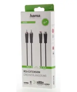Alternative view of Удължителен аудио кабел HAMA 2 x Чинч мъжко - 2 x Чинч женско, 1.5 м, Черен