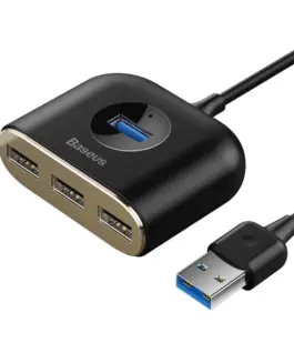 USB хъб Baseus Square round 4 в 1 с 3х USB 2.0, 1х USB 3.0 порта, черен