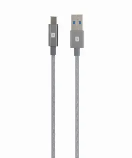 Кабел Skross USB-A - USB-C Метална оплетка 1.20 м Сив