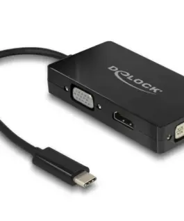 Адаптер 3 в 1 Delock 63925 USB-C мъжко - VGA DVI HDMI женско Черен