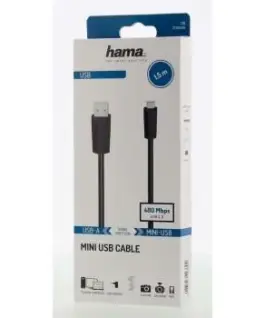 Alternative view of Кабел HAMA USB-A мъжко - USB-B mini мъжко, 1.5 м
