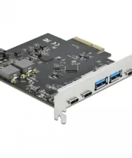 Контролер Delock PCI Express Card x4 -> 3 x USB-C + 2x USB-A 10Gbps