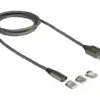 Кабел за зареждане Delock  3 в 1 USB-A мъжко - 8 Pin / Micro USB / USB Type-C 1м
