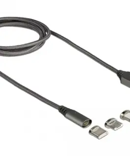 Кабел за зареждане Delock 3 в 1 USB-A мъжко - 8 Pin / Micro USB / USB Type-C 1м