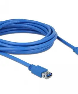 Alternative view of Удължителен кабел Delock USB-A мъжко - USB-А женско, 5 м, Екраниран, Син