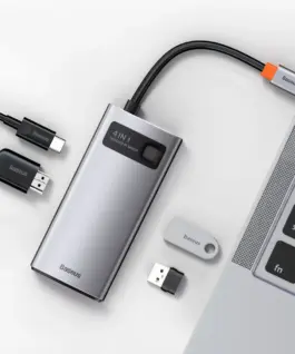 Alternative view of USB хъб Baseus Type-C 4 в 1 с 1х USB 3.0, 1х USB 2.0, 1х HDMI порта, черен