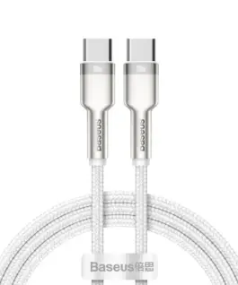 Кабел Baseus Cafule Series Type-C към Type-C 100W 1м бял CATJK-C02