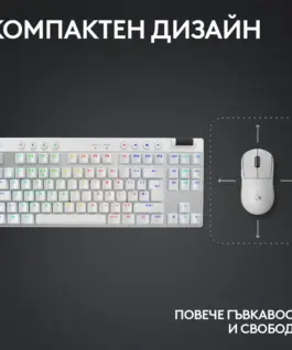 Геймърска механична клавиатура Logitech G Pro X TKL White -