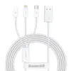 Кабел Baseus Superior 3 в 1 USB-А към Lightning microUSB и USB-C 1.5м бял