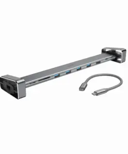 Докинг станция 9 в 1 HAMA 4 x USB-A USB-C HDMI LAN SD microSD Сива
