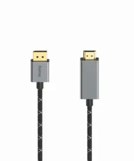 Alternative view of Кабел HAMA, DisplayPort мъжко - HDMI мъжко, Ultra-HD, 4K@60 Hz, 1.5м, Алуминий, Позлатени конектори