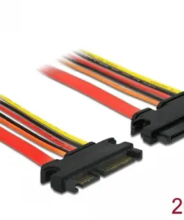 Alternative view of Удължителен кабел SATA III DeLock, SATA 6 Gb/s 22 pin мъжко - SATA 22 pin женско, (3.3 V + 5 V + 12 V), 20 cm