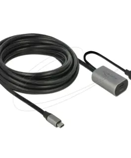 Delock Кабел активен удължителен USB-C към USB-C женско  5m (доп. DC захранващ сокет