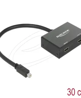 Delock Сплитер Display port 1.2 от mini Dsplay Port мъжко към 2 x HDMI 4K