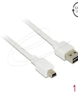 Alternative view of Кабел Delock EASY-USB-A 2.0 мъжко към USB Mini-B мъжко, 1m , бял