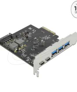 Мрежова карта Delock PCI Express x4 Card to 2 x USB Type-C + 3 x USB Type-A - SuperSpeed USB 10