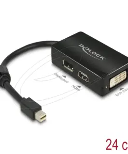 Адаптер Delock mini DisplayPort 1.1 мъжко към DisplayPort / HDMI / DVI женско