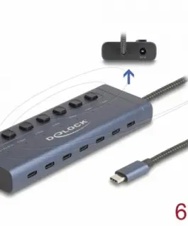 Alternative view of Delock USB Хъб, 7 x USB Type-C, 5 Gbps, 6 x Data USB-C, 1 x PD 20W