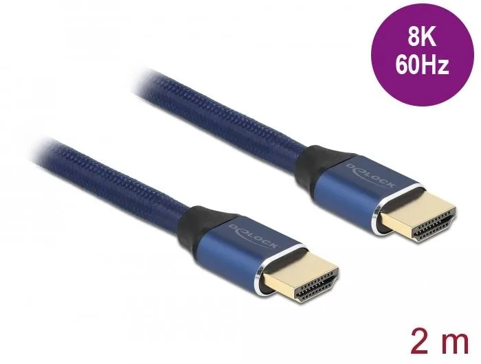 Кабел Delock Ultra High Speed, HDMI мъжко - HDMI мъжко, 48 Gbit/s, 8K 60 Hz, 2 м, Син - Image 2