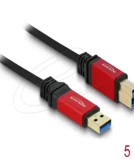 Alternative view of Кабел Delock USB-A 3.0 5Gbps мъжко - USB-B 5Gbps мъжко, 5 м, Premium, Черен