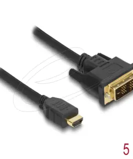 Alternative view of Кабел Delock HDMI мъжко - DVI-D 18+1 (Single Link )мъжко, 5м, двупосочен, black