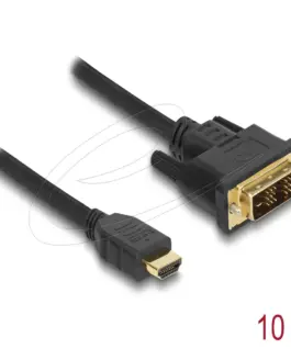 Alternative view of Кабел Delock HDMI мъжко - DVI-D 18+1 (Single Link )мъжко, 10м, двупосочен, black