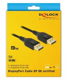 Кабел Delock  DisplayPort мъжко - DisplayPort мъжко, 2.0м, 8K 60 Hz, Черен - Image 5