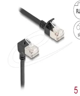Alternative view of Мрежов кабел Delock RJ45 Cat.6A S/FTP Slim под ъгъл 90° / прав 5 m, черно