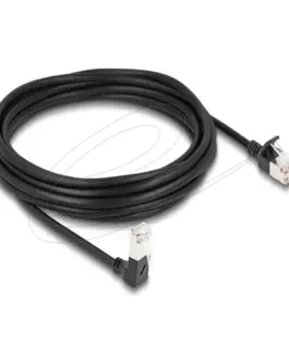 Мрежов кабел Delock RJ45 Cat.6A S/FTP Slim под ъгъл 90° / прав 5 m