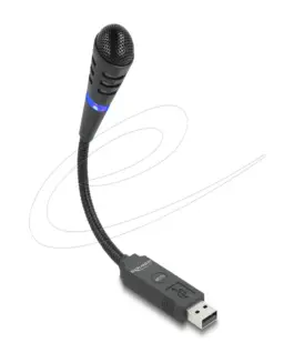 Микрофон с гъвкаво рамо Delock 66499 - USB и Mute бутон