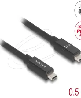 Alternative view of Delock Кабел E-Marker USB-C, 80 Gbps, 16K 60 Hz, PD 3.1 240 W, 0.5 m, черен