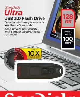 SanDisk ULTRA USB 3.0 FLASH DRIVE 128GB 100MB/s