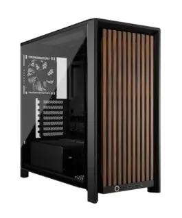 Кутия за компютър Corsair Frame 4000D Wood RS Mid-Tower - Black/Walnut