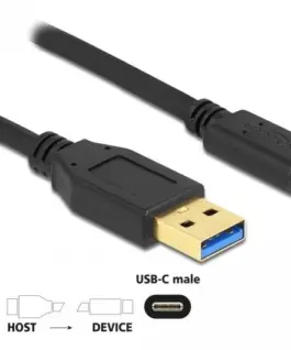 Alternative view of Кабел Delock SuperSpeed, USB-A мъжко - USB-C мъжко, (USB 3.2 Gen 2), 10 Gbps, 1 м, Черен