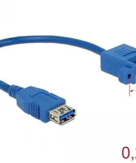 Alternative view of Кабел Delock, За монтиране върху панел, USB-A женско - USB-А женско, 25см